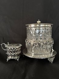 Antique Biscuit Box And Sugar Dish