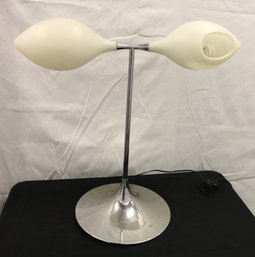 In The Style Of Karim Rashid For George Kovacs Roto Table Lamp, Double Hard Plastic Shades