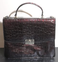 Brahmin Genuine Leather Brown Tone Handbag With Reptile Pattern