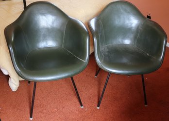 Pair Of Vintage Herman Miller Chairs In A Dark Green Tone