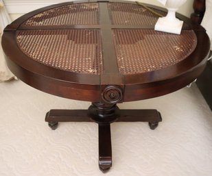 Round Wood Caned Table