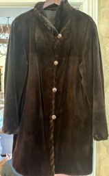 A Vintage Sheared Beaver Ladies Car Coat, Size 16, With Stitched Detail. Reversible And  Water Repellent.