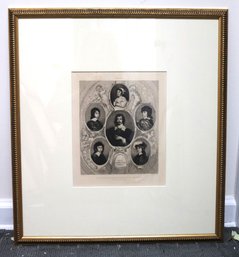 Antique Print Of Constantin Huijgens & His 5 Children Professionally Framed