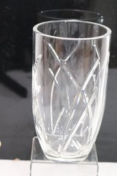 Gorgeous John Rocha Waterford Crystal Vase Includes A Vintage Cocktail Tray With Brass Swan Design Inlay
