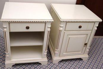 Stylish French Style Night Stands With Fluted Accents In An Off-white Finish