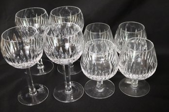 Set Of 4 Waterford Crystal, Carina, Red Glass Wine Glasses, And 4 Brandy Snifters