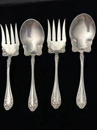 STERLING SILVER 4 PC SERVING SET ROSE PATTERN BY WALLACE 1888