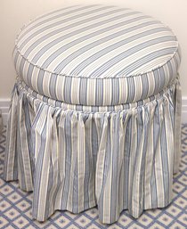 Blue And White Striped Custom-made Stool With Cushion