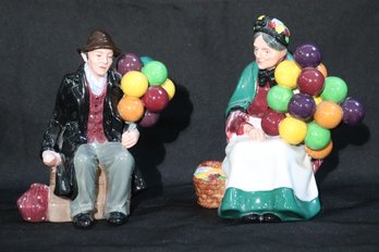 Royal Doulton The Old Balloon Seller HN1315 And The Balloon Man HN1954 Figurines