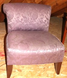 Ethan Allen Armless Slipper Chair With Custom Purple  Damask Fabric