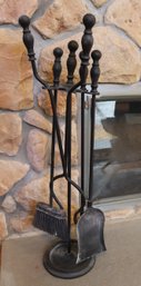 Wrought Iron Fireplace Tools With 4 Pieces And The Holder.