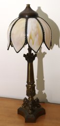 Vintage Brass/slag Glass Table Lamp
