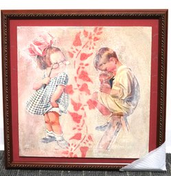 Adorable Mixed Media Of Boy & Girl In Playful Pose
