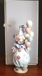 Vintage Lladro Porcelain Clown With Box.