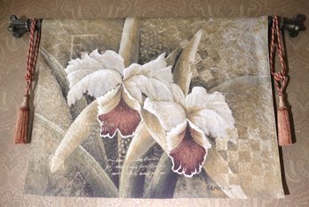 Signed Decorative Floral Tapestry Measuring Approx. 44 X 34 Inches