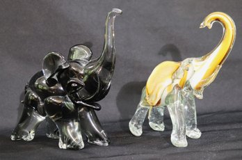 Hand Blown Glass Elephant Sculptures