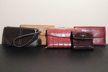 Assorted Wallets Includes A Red Genuine Leather, Free People, Bosca Leather Alligator Pattern And More