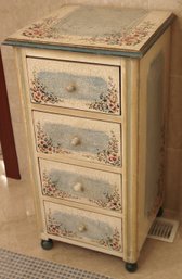 Cute Little Floral Stenciled 3 Drawer Chest With A Crackle Finish, Great For Linen Storage Or End Table!