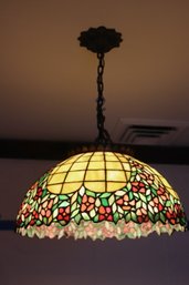 Vintage Floral Slag Glass Light Pendant