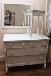 Painted White Furniture Includes A Dresser, Mirror And Side Table
