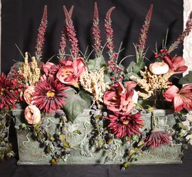 Decorative Planter Box With Faux Floral Arrangement