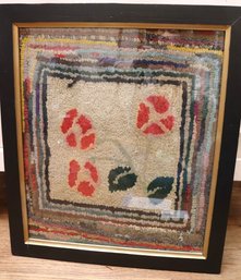 Early American Hooked Rug In A Frame