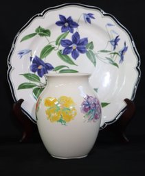 Tiffany And Co Este Ceramiche Floral Plate Made In Italy And Tiffany Blossom Vase