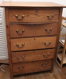 Vintage Oak Chest/dresser With Ornate Hardware, Made With Quality Tongue And Groove Craftsmanship