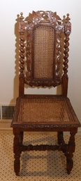 Antique French Barley Twist Side Chair With Original Cane Seat