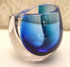 Kosta Boda Signed K. Ward 7049910 Blue Artist Choice Crystal/glass Vase