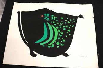 Limited Edition Lithograph Of Colorful Fish, Signed Snider, 68