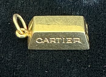 18K YG CARTIER .5 OZT BRICK PENDANT - SIGNED CARTIER