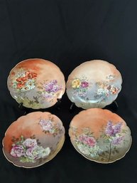 Set Of 4 Imperial Limoges France Floral Plates