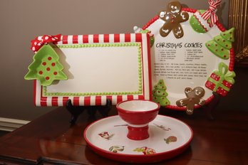 Christmas Platters Including Gingerbread Cookie And Christmas Tree Platter By Mud Pie