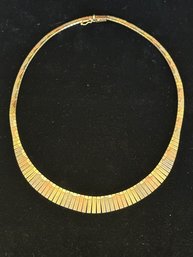 14K TRI-COLOR GOLD BEAUTIFUL CLEOPATRA STYLE NECKLACE - 16.25 INCH - ITALY