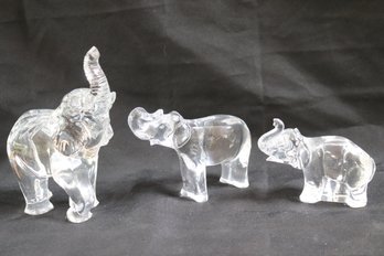 Baccarat And Waterford Crystal Elephant Figurines