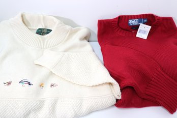 Ralph Lauren Red Sweater Size XL And Orvis Fly Fisherman Size XL