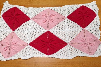 Hand Knitted Carriage/ Crib Blanket Made From Cotton  60 X 32 Inches