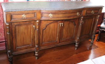 Hickory And White Large Tuscan Style Server With Stone Top, Plenty Of Room For Storage