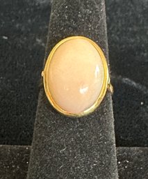 18K YG POLISHED PINK CORAL RING