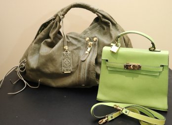 Dr Yany Hobo Style Leather Handbag Includes A Lime Toned Genuine Leather Handbag By Focus Paris