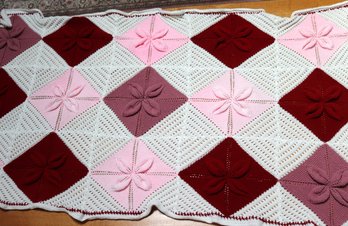 Vintage Hand Knitted Throw/ Blanket  88 X 52 Inches