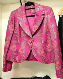 Ultra-high End Custom Size 10 Black Suit Jacket And Dress, Custom Pink Ying Tai, Black-Gold Accents Size 10