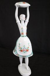 Hollohaza Hungary Hand Painted Porcelain Pillow Dancer Figure 4691
