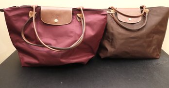 Longchamp Brown And Cranberry Toned Handbags As Pictured