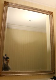 Oversized Gold And Silver Mirror With Beveled Glass And Double Molding. -