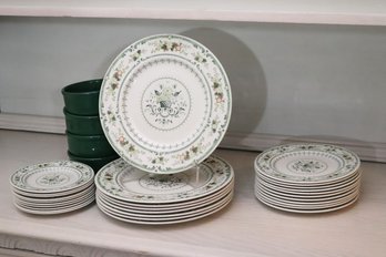 Royal Doulton Provenal Fine China Made In England And  4 Vintage Avocado Green Bowls By Waechtersbach Spai