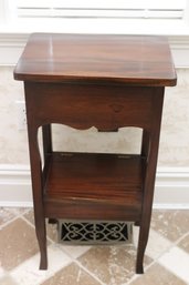 Small Wood Storage Or Side Table With Lift Up Storage On Bottom Shelf. - Measures 29 Inches Tall, 11 1/2 Inche