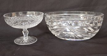 Two Waterford Crystal Candy Dishes, One On Pedestal Base.