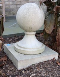 Campania Cement Grand Finial Sphere And Base Statuary Approx. 12 X 12 X 20 Inches